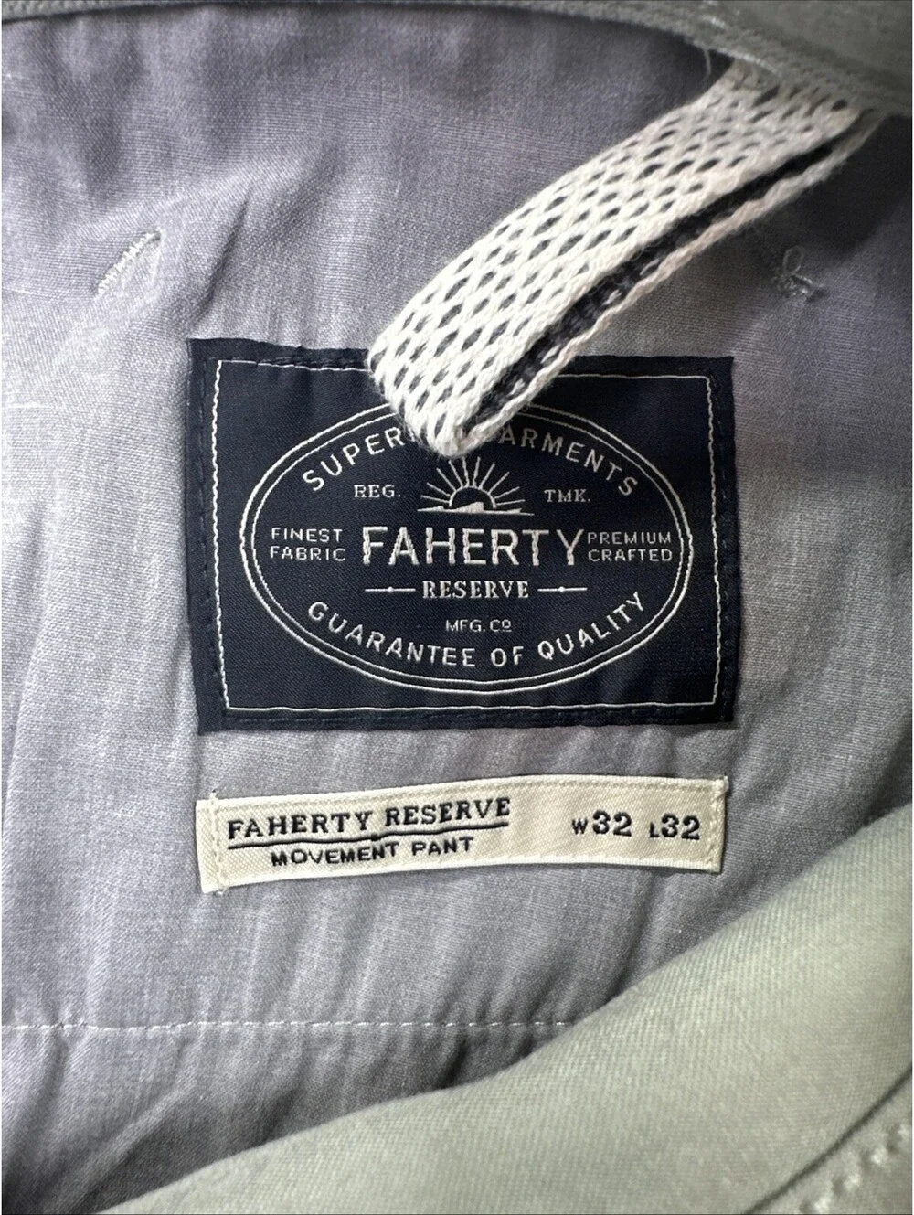 Faherty Reserve Pants Mens 34x32 Green Chino Movement Slim 5-Pocket Stretch